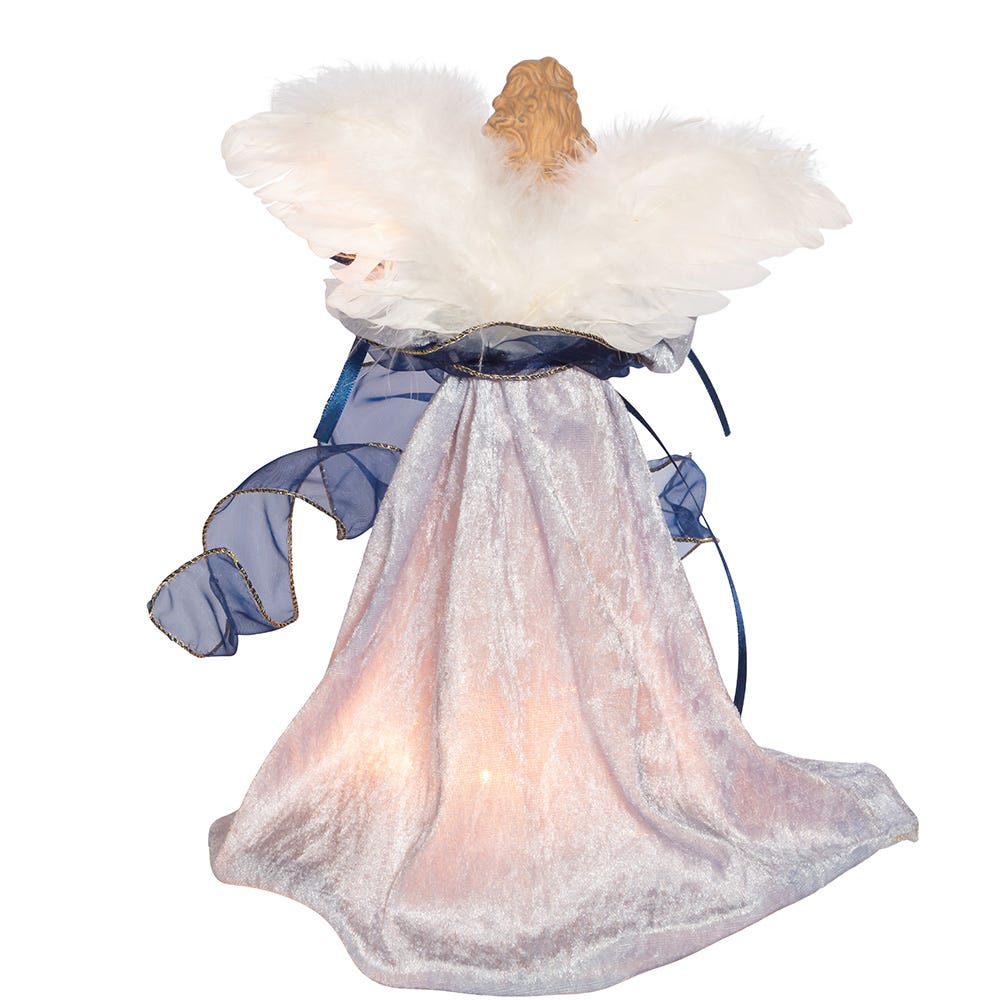 Kurt Adler 12-Inch UL 10-Light Delft Blue with Gold Angel Tree Topper